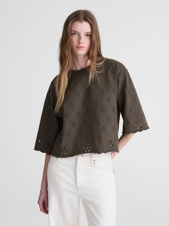 Madewell Tops - Madewell The Embroidered Boxy Crop Tee in Allday Jersey